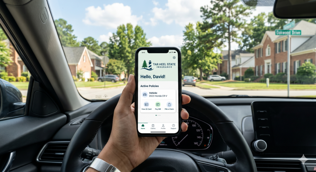 Using a smartphone app for telematics in 2026 to track safe driving habits and lower auto insurance rates in North Carolina.